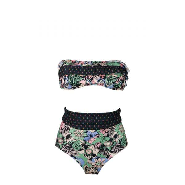 Bikini Fascia Rouches Oasi Flowers | DIEGO ZORODDU