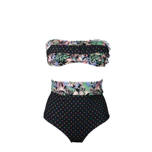 Bikini Fascia Rouches Oasi Flowers | DIEGO ZORODDU