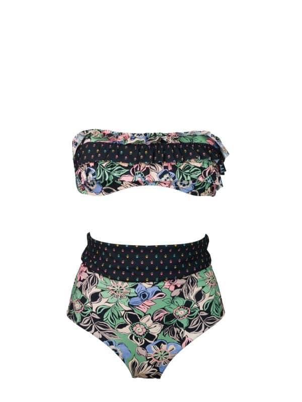 Bikini Fascia Rouches Oasi Flowers | DIEGO ZORODDU