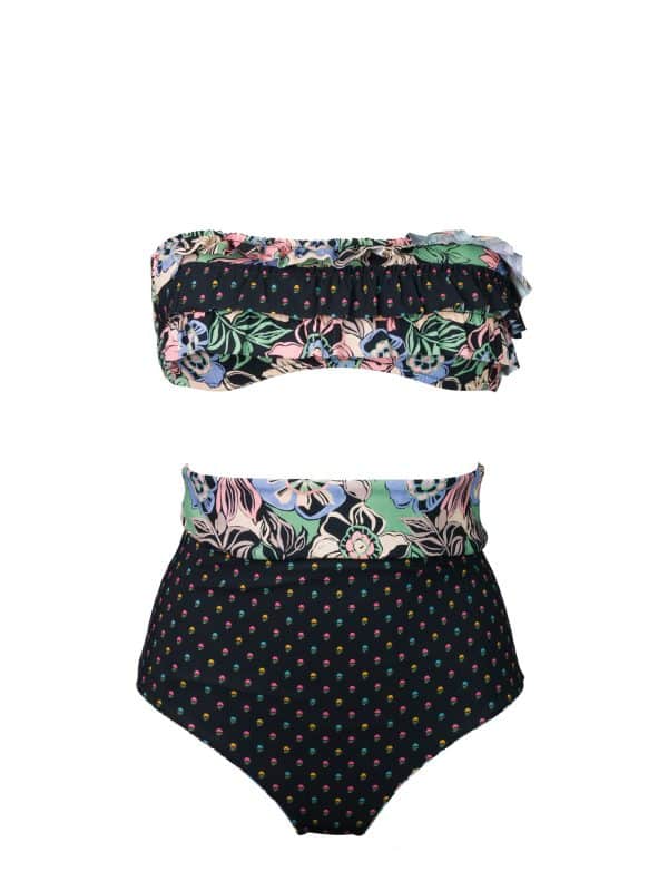 Bikini Fascia Rouches Oasi Flowers | DIEGO ZORODDU