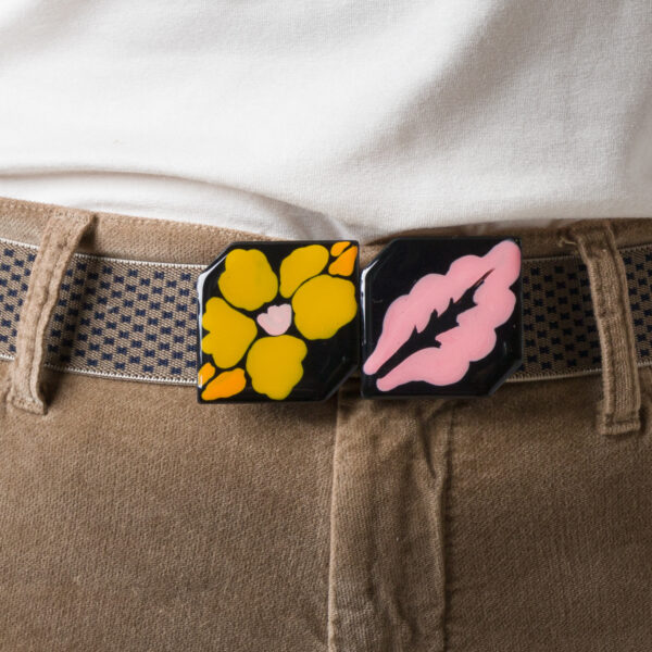 Yellow Pink Elastic Belt | DIEGO ZORODDU