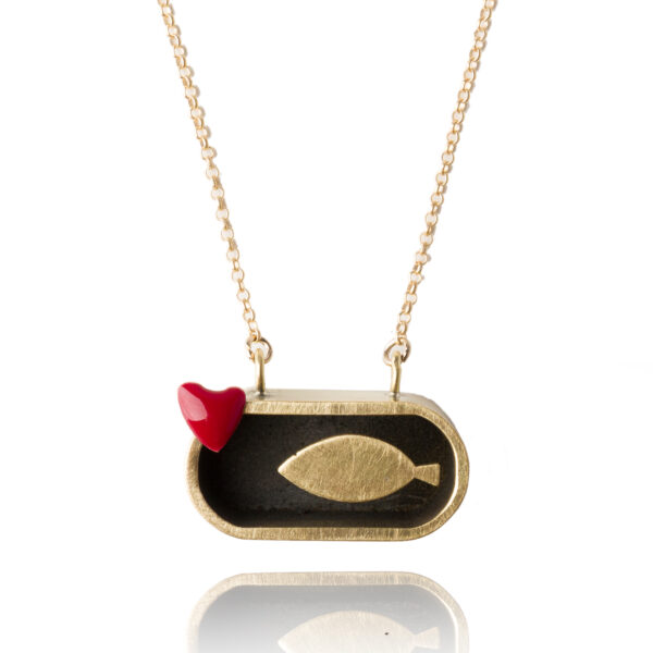 Collana Sardina in Scatola Cuore Rosso | DIEGO ZORODDU