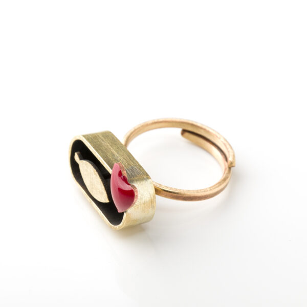 Anello Sardina Innamorata Cuore Rosso | DIEGO ZORODDU