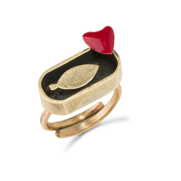 Anello Sardina Innamorata Cuore Rosso | DIEGO ZORODDU