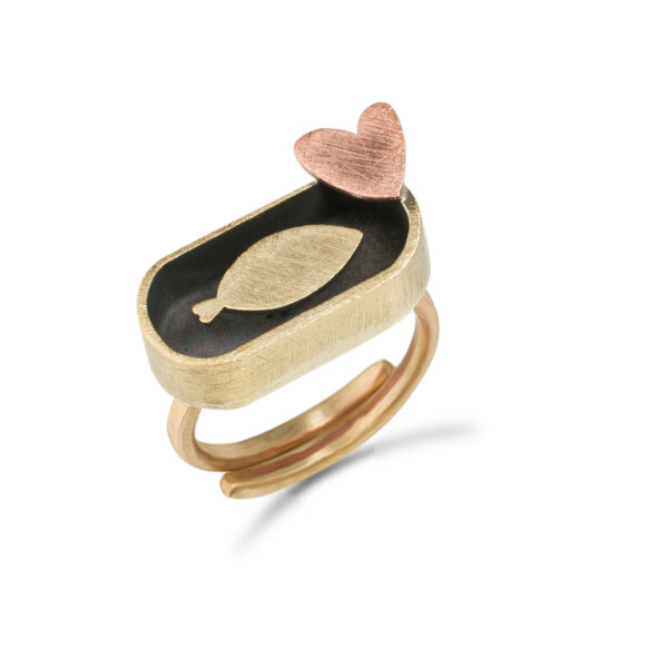 Anello Sardina Innamorata Cuore Rame | DIEGO ZORODDU