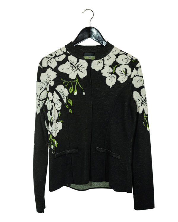 Cardigan Nero Fiori | DIEGO ZORODDU