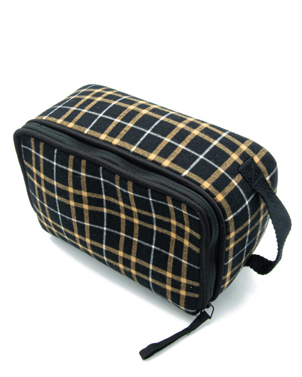 Toilet Bag Black Yellow Check | DIEGO ZORODDU