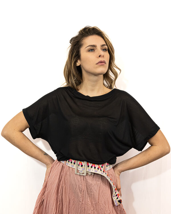 T Shirt Ampia Modal Nero | DIEGO ZORODDU