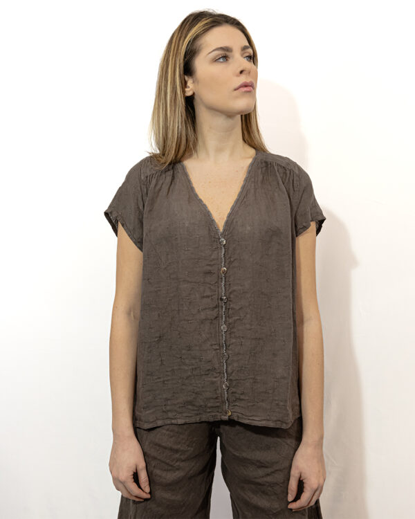 Camicia Ricamo Cioccolato | DIEGO ZORODDU