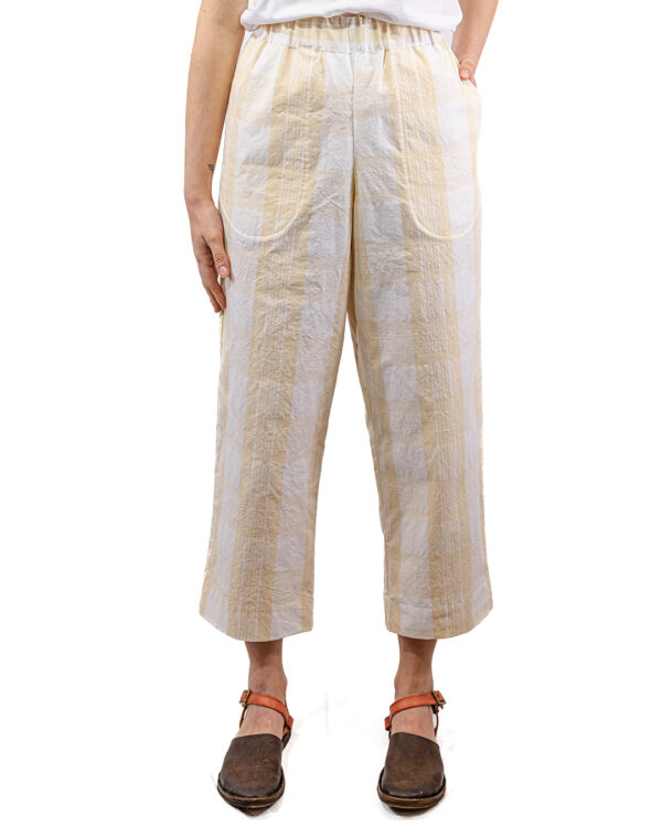 Pantaloni Check Crema | DIEGO ZORODDU