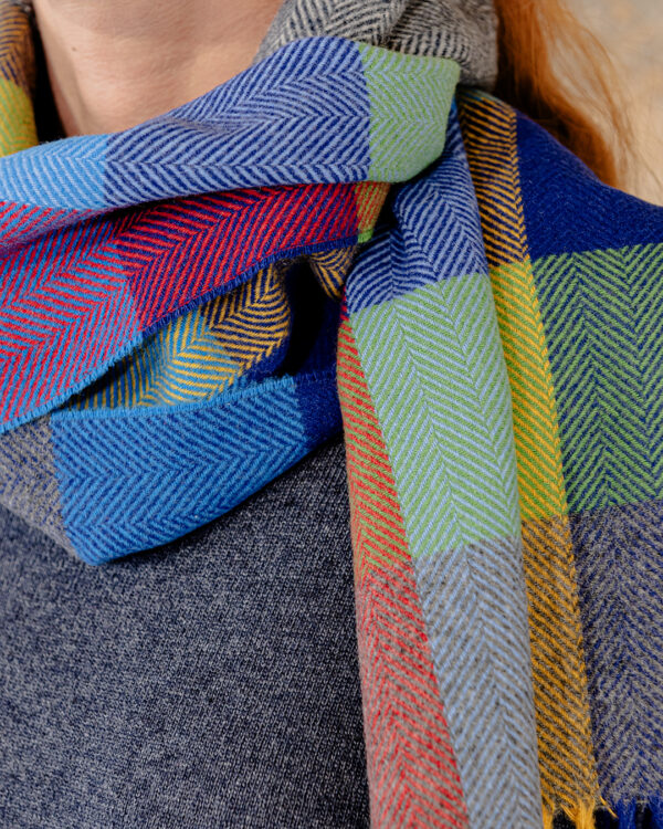 Sciarpa Cashmere Patch Blu | DIEGO ZORODDU