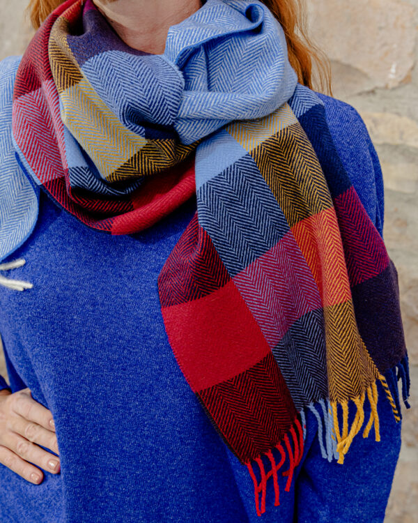 Sciarpa Cashmere Patch Azzurra | DIEGO ZORODDU