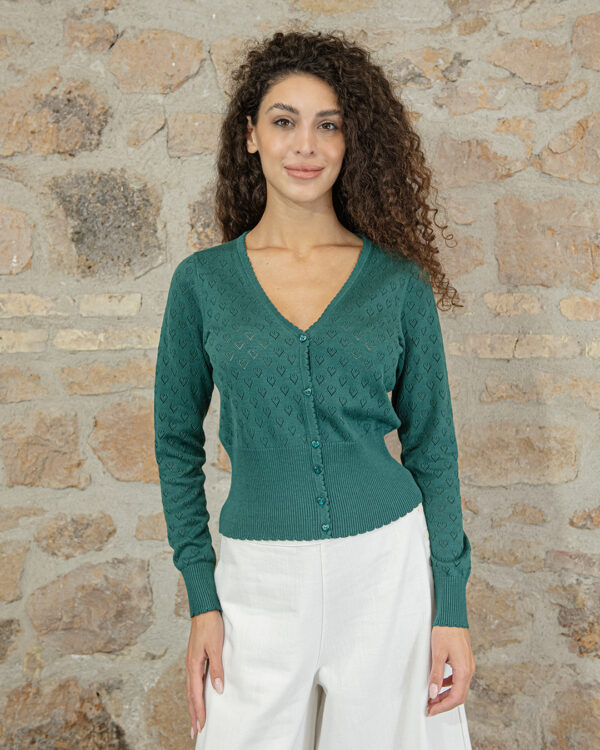 Cardigan Cuori Smeraldo | DIEGO ZORODDU