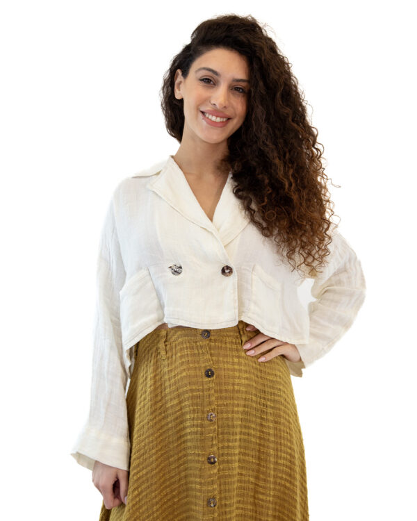 Giacca Bolero Lino Latte | DIEGO ZORODDU