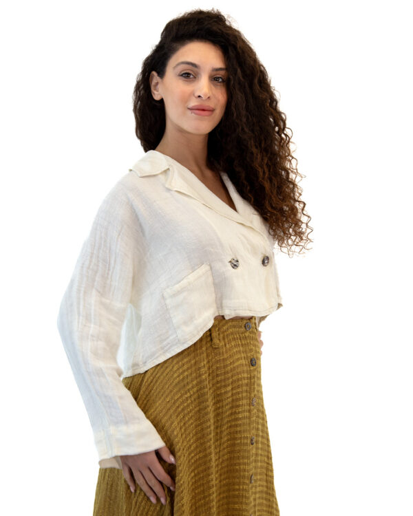 Giacca Bolero Lino Latte | DIEGO ZORODDU