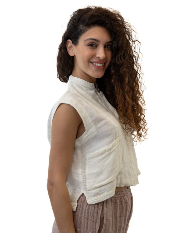 Gilet Mughetto Lino Latte | DIEGO ZORODDU