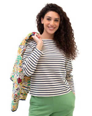 Maglia Britney Righe Panna Blu | DIEGO ZORODDU