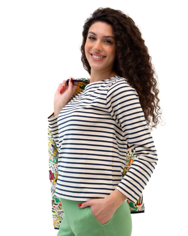 Maglia Britney Righe Panna Blu | DIEGO ZORODDU