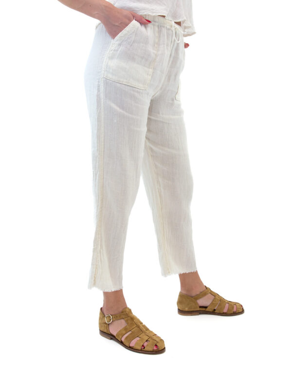 Pantalone Cora Lino Latte | DIEGO ZORODDU