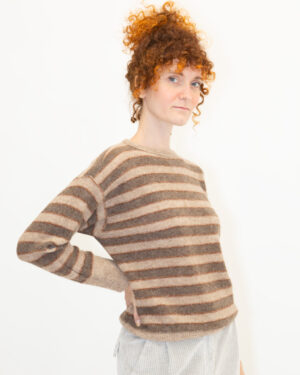 maglione righe castagno