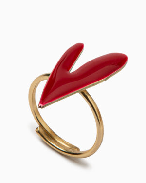 anello cuore grande rosso chiaro