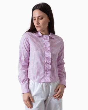 Camicia Plissè Righe Rosa | DIEGO ZORODDU